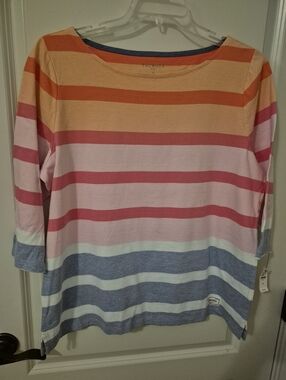 Talbots Light Blue & White Striped Knit Top